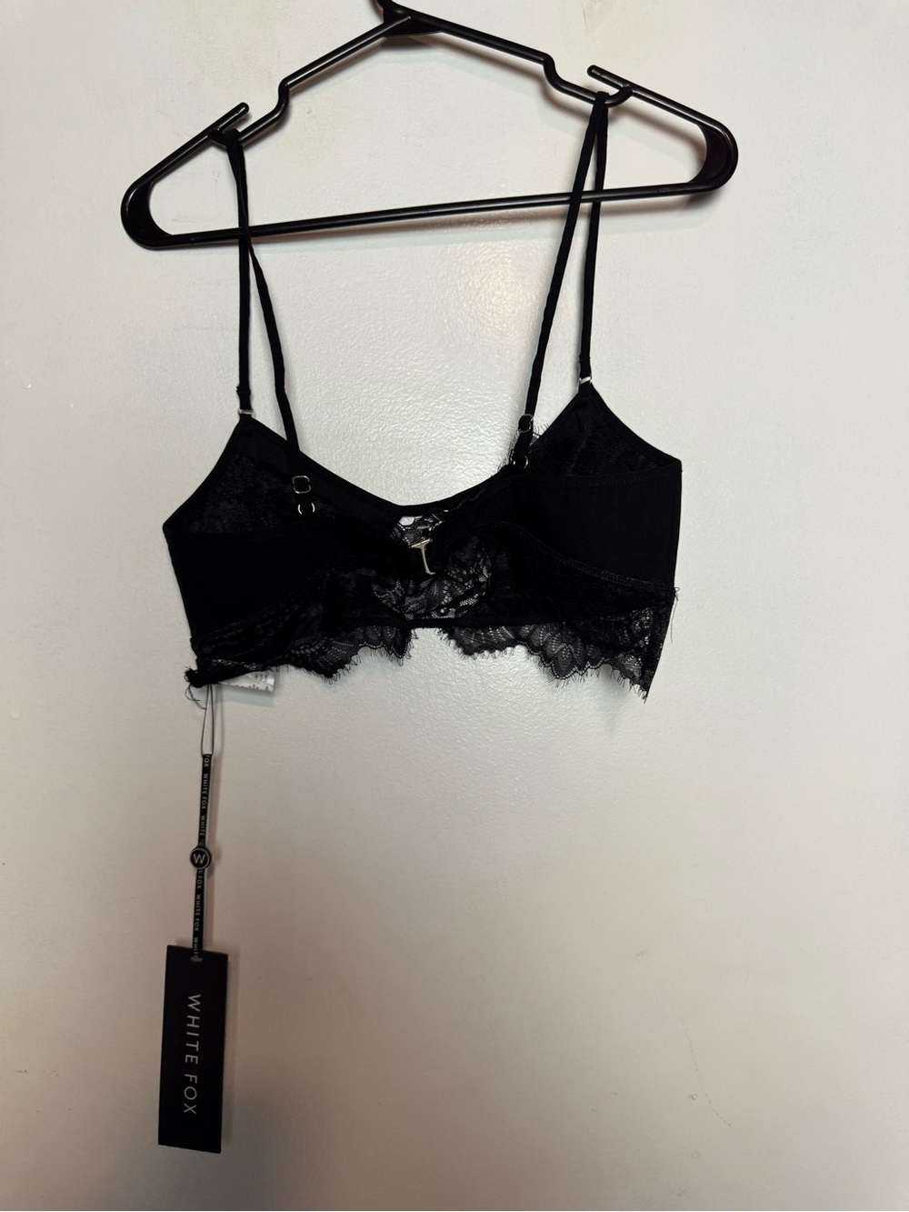 Brand new White fox black crop top with lace detail